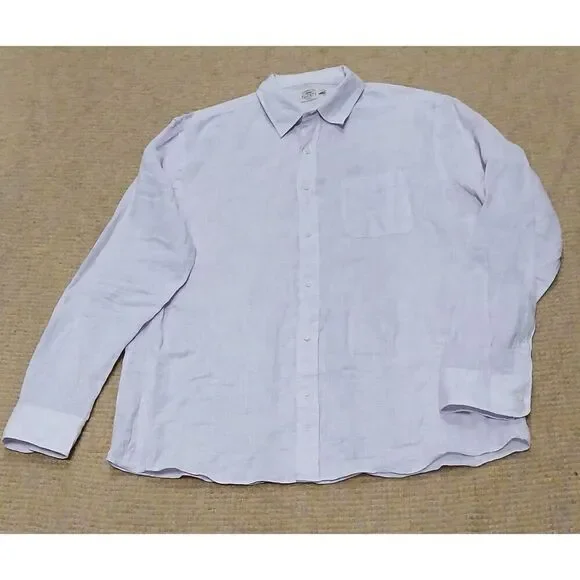 Faherty brand 100% linen mens xl shirt longsleeve lavender purple - Picture 3 of 7